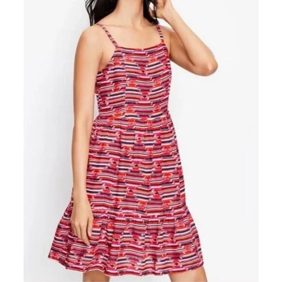 Loft Ann Taylor Aztec Print Rayon Babydoll Dress Sleeveless 16P Knee Length - Picture 2 of 12